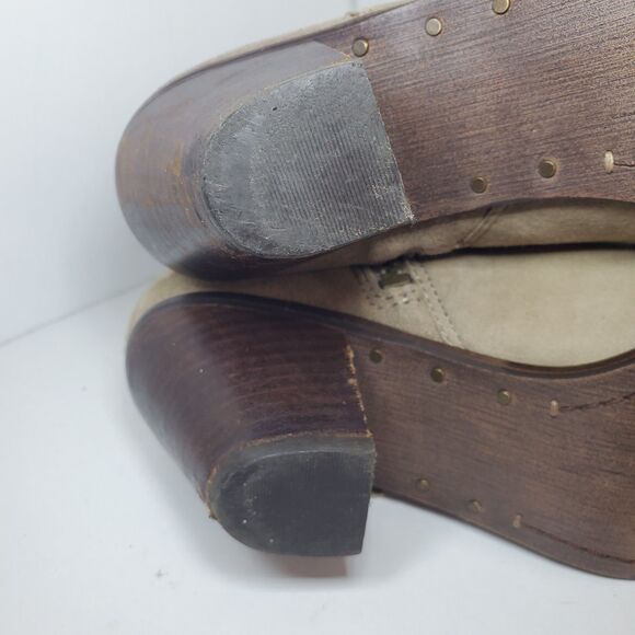 Sam Edelman Louie Western Ankle Boot Beige Fringe Stacked Heel Size 8 - Picture 15 of 16